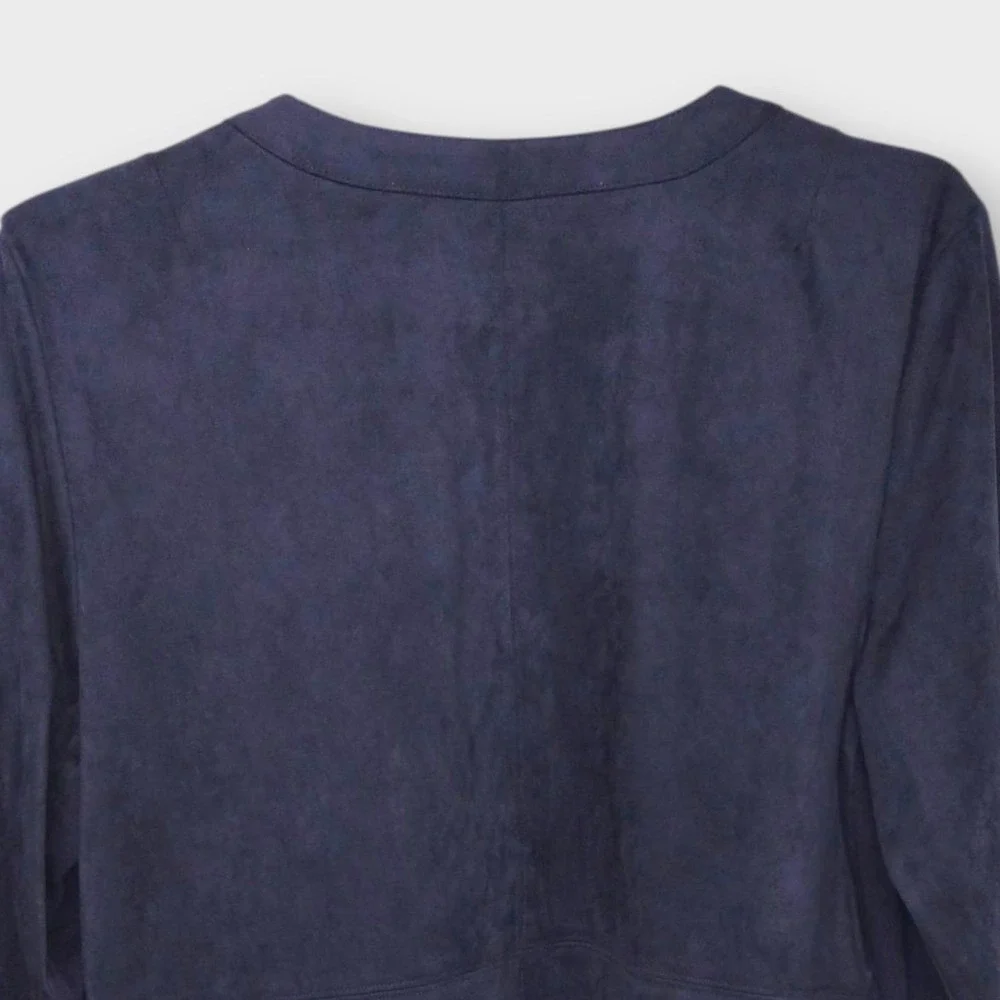 J Jill Faux Suede Jacket Sz L Blazer Draped Womens Career Business Casual Blue‎